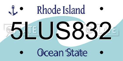 5LUS832 Rhode Island License Plate