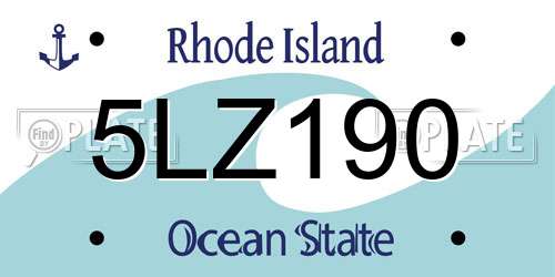 5LZ190 Rhode Island License Plate