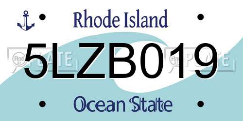 5LZB019 Rhode Island License Plate