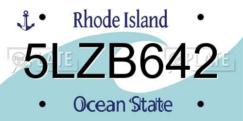 5LZB642 Rhode Island License Plate