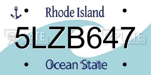 5LZB647 Rhode Island License Plate