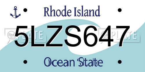 5LZS647 Rhode Island License Plate