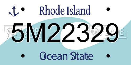 5M22329 Rhode Island License Plate