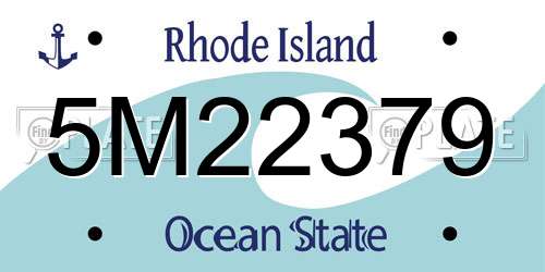 5M22379 Rhode Island License Plate