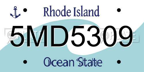 5MD5309 Rhode Island License Plate