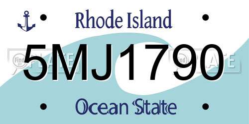 5MJ1790 Rhode Island License Plate