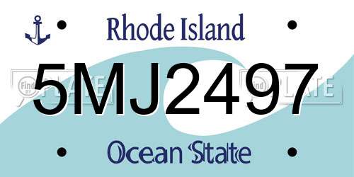 5MJ2497 Rhode Island License Plate