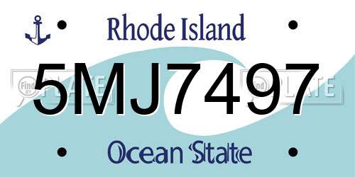 5MJ7497 Rhode Island License Plate