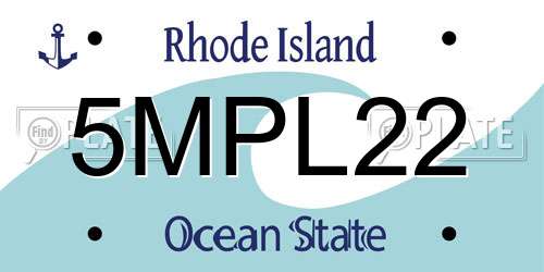 5MPL22 Rhode Island License Plate