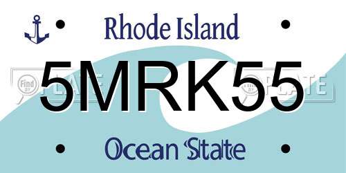 5MRK55 Rhode Island License Plate