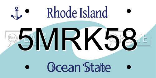 5MRK58 Rhode Island License Plate