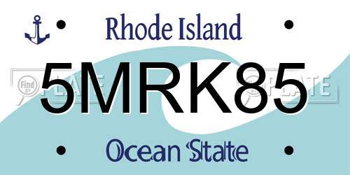 5MRK85 Rhode Island License Plate