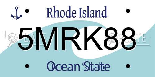 5MRK88 Rhode Island License Plate