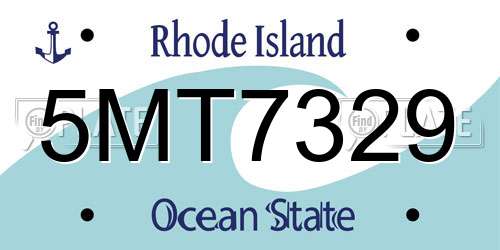 5MT7329 Rhode Island License Plate