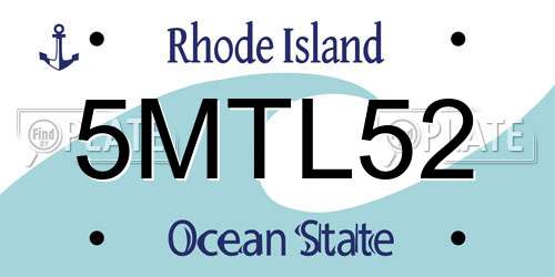 5MTL52 Rhode Island License Plate