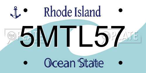5MTL57 Rhode Island License Plate