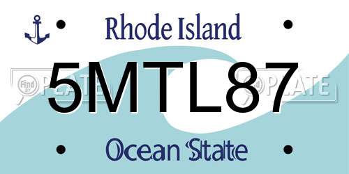 5MTL87 Rhode Island License Plate