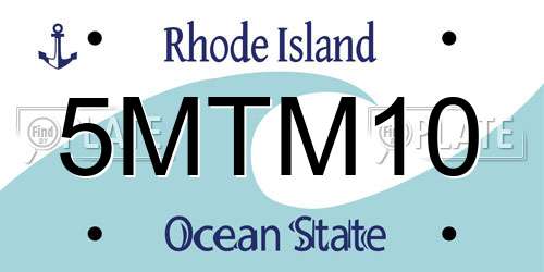 5MTM10 Rhode Island License Plate