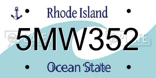 5MW352 Rhode Island License Plate