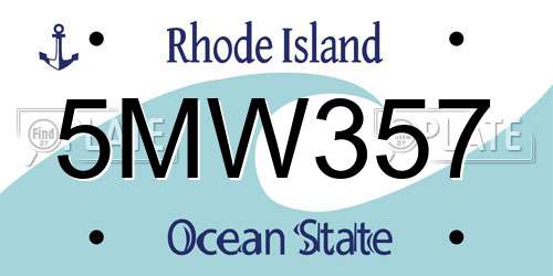 5MW357 Rhode Island License Plate