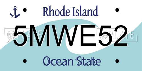 5MWE52 Rhode Island License Plate