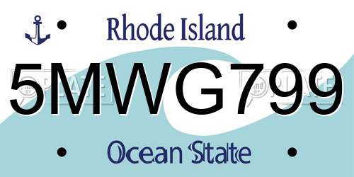 5MWG799 Rhode Island License Plate