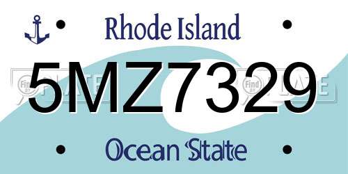 5MZ7329 Rhode Island License Plate
