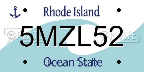 5MZL52 Rhode Island License Plate