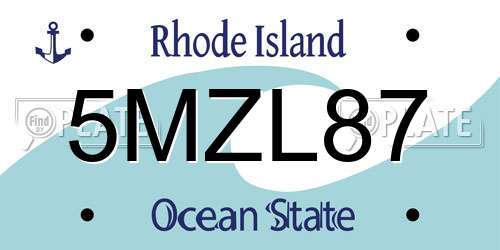 5MZL87 Rhode Island License Plate