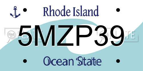 5MZP39 Rhode Island License Plate