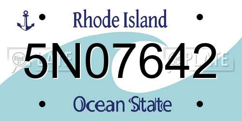 5N07642 Rhode Island License Plate