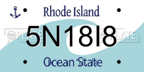 5N18I8 Rhode Island License Plate