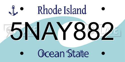 5NAY882 Rhode Island License Plate