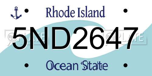 5ND2647 Rhode Island License Plate
