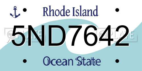 5ND7642 Rhode Island License Plate