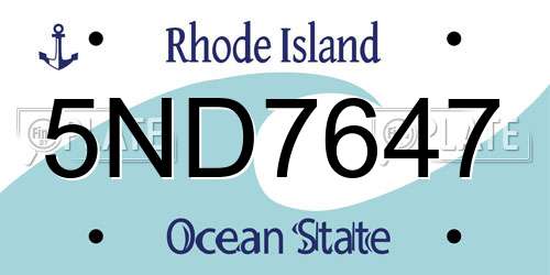 5ND7647 Rhode Island License Plate
