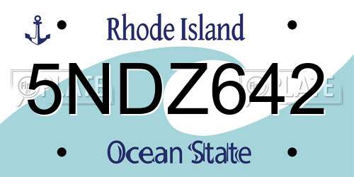 5NDZ642 Rhode Island License Plate