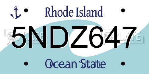 5NDZ647 Rhode Island License Plate
