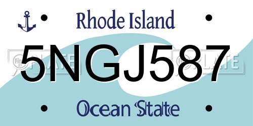 5NGJ587 Rhode Island License Plate