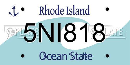 5NI818 Rhode Island License Plate