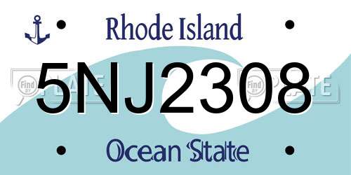 5NJ2308 Rhode Island License Plate
