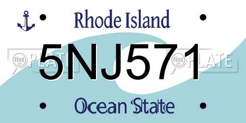 5NJ571 Rhode Island License Plate