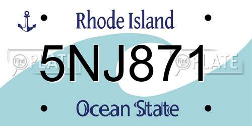 5NJ871 Rhode Island License Plate