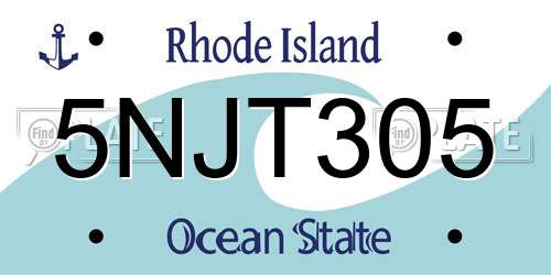 5NJT305 Rhode Island License Plate