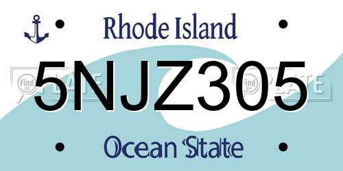 5NJZ305 Rhode Island License Plate