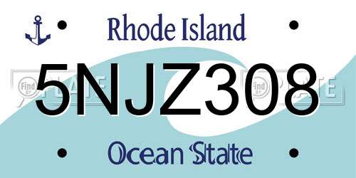 5NJZ308 Rhode Island License Plate