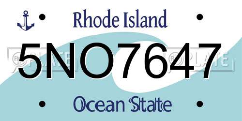 5NO7647 Rhode Island License Plate
