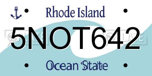 5NOT642 Rhode Island License Plate