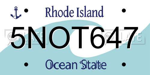 5NOT647 Rhode Island License Plate