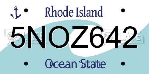 5NOZ642 Rhode Island License Plate